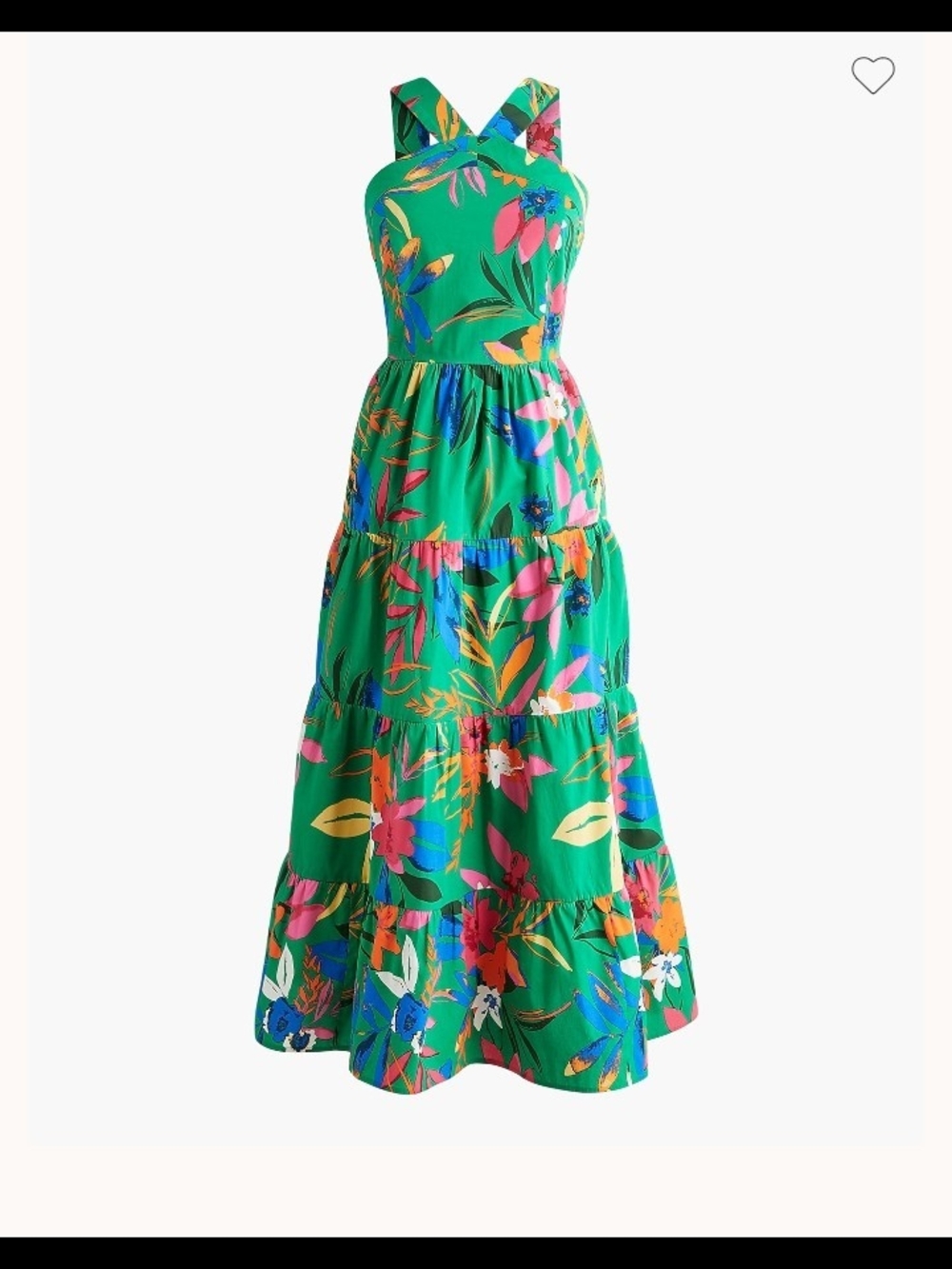 J. Crew Green Floral Halter Midi Dress with Pink, Blue & Orange Accents - Picture 2 of 15